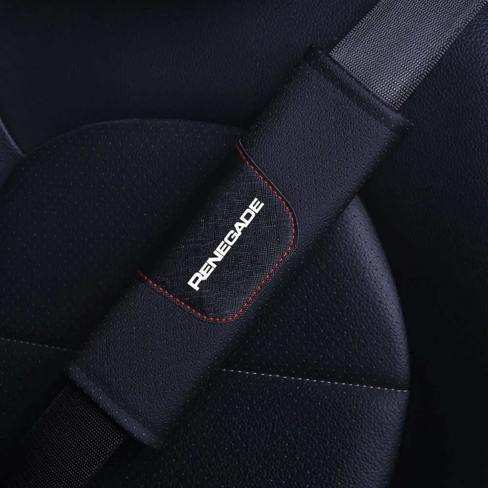 1Piece Genuine Leather High Quality Car Safety Belt Shoulder Cover Pad For Jeep Renegade Interior Accessories