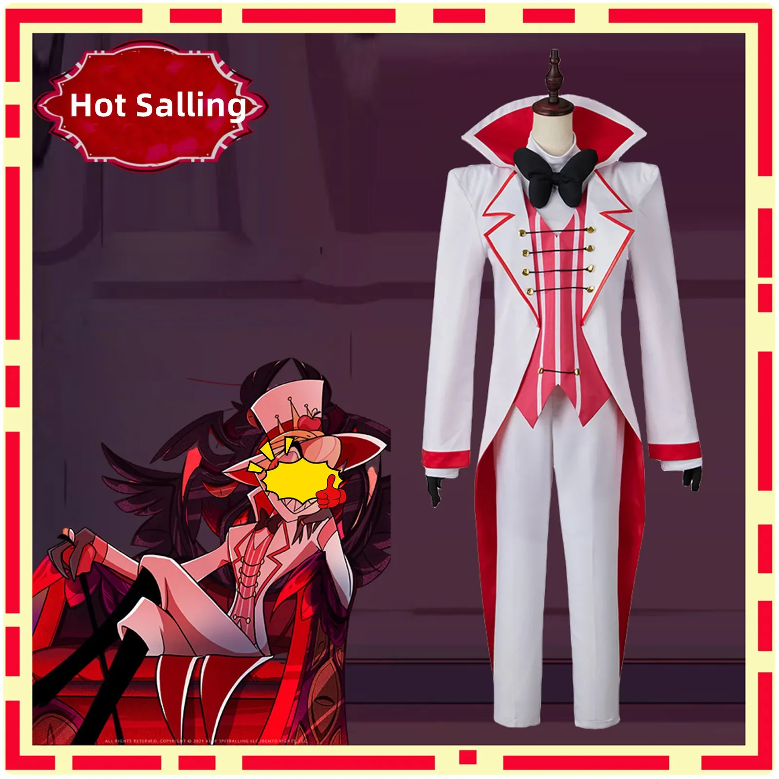 

Hazbin Lucifer Morning Star Cosplay Costume Hotel Uniform Men Women Full Set with Hat Halloween Carnival Christmas Suit