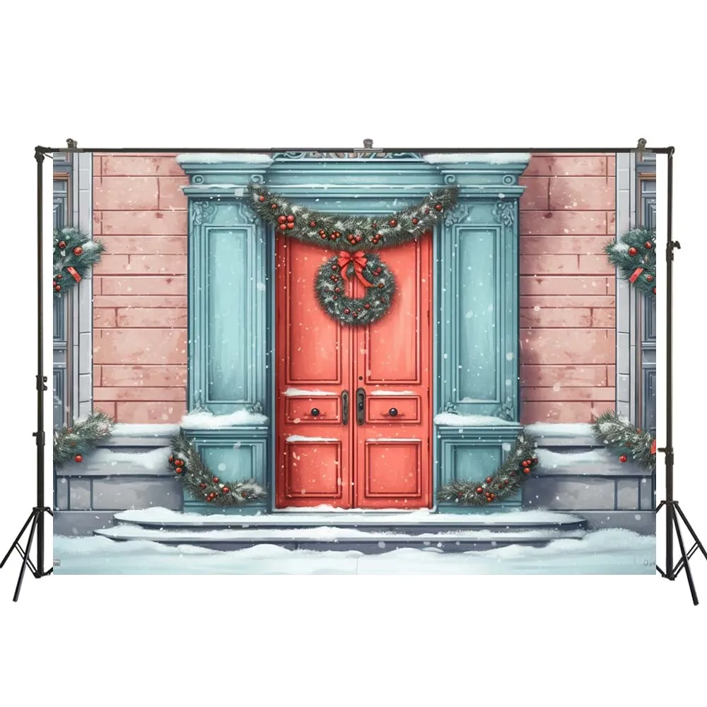 

Christmas Door Decoration Photography Background Anniversary Newborn Backdrop