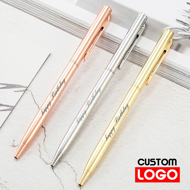 цена New Metal Ballpoint Pen Rose Gold Pen Custom Logo Advertising Ballpoint Pen  Lettering Engraved Name School&office Supplies