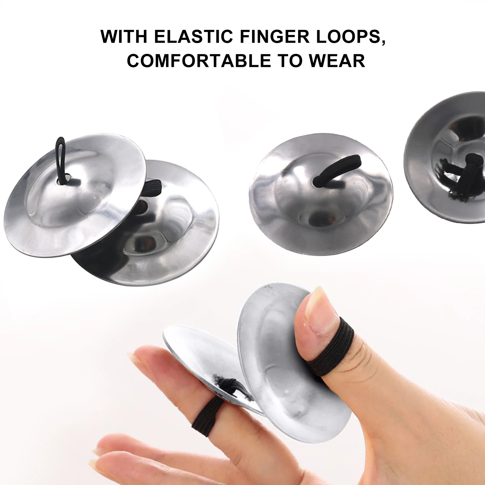 

Orff Percussion 2 Pack Finger Cymbals Belly Dance Silver Steel Cymbals Finger Plucked Cymbals for Teaching Dance Party