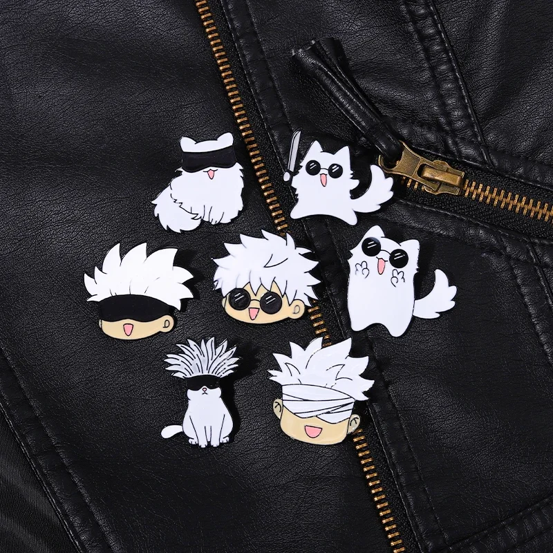 Jujutsu Kaisen Enamel Pins Cartoon Anime Brooches Animals Cat Custom Metal Lapel Clothes Backpack Jewelry Friends Fans Gifts Art