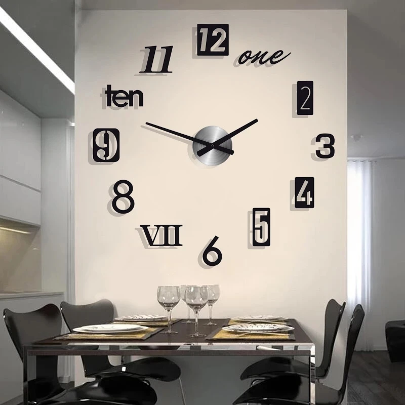 Wall Clock Wall Clock Sticker 3D Roman Number