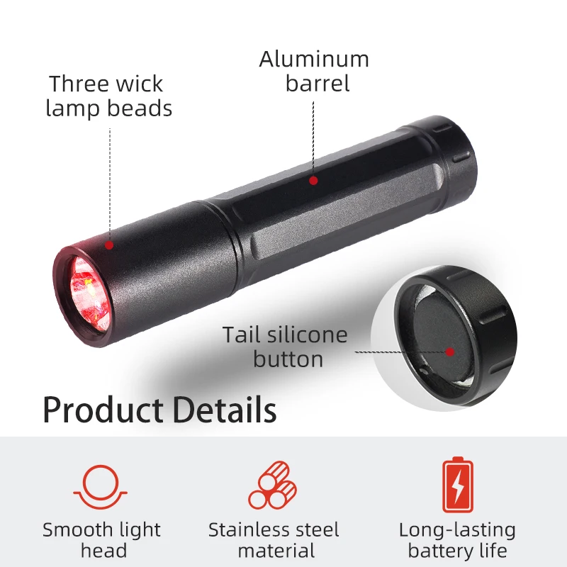 Red Light LED Wand 3 Wavelength Lamp 630nm&660nm&850nm for Shoulder Knee Lumbar Spine Nape Wrist Ankle Relaxation
