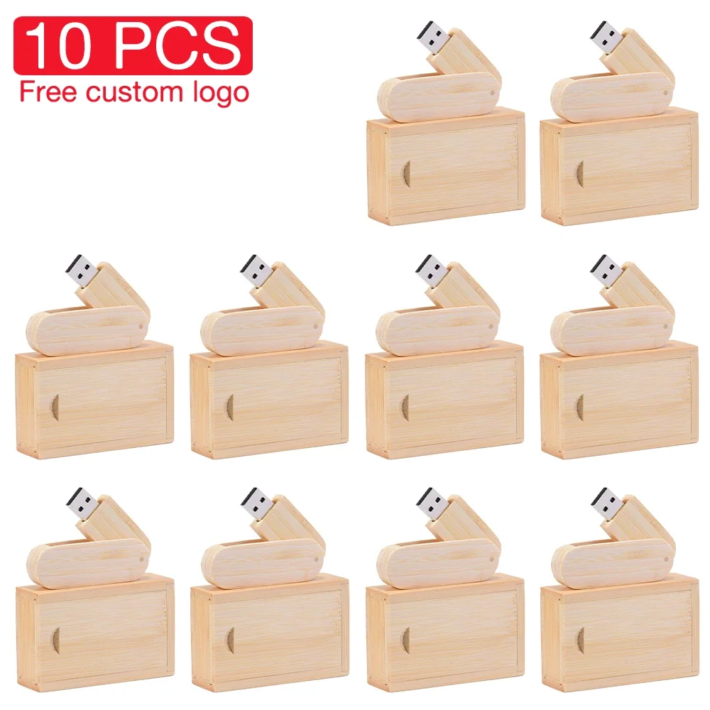 Pen Drive Rotativo de Madeira com Logotipo Personalizado Gratuito Usb Flash Drive Memory Stick de Capacidade Real Presente de Casamento 10 Pcs por Lote 128gb 64gb 32gb