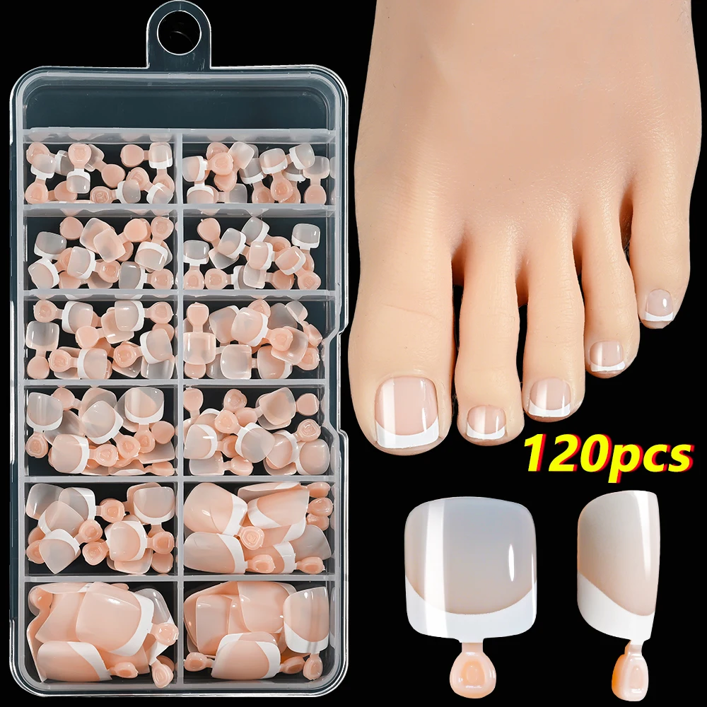 Chic Pink French Short Square Press-On Nails - 120-Piece Set