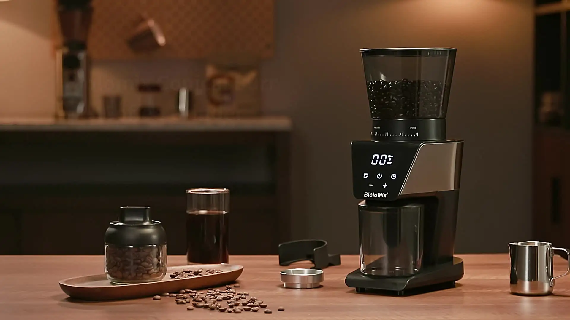 Biolomix-自動電気コーヒーグラインダー,30ギアの自動電気ミル,視覚