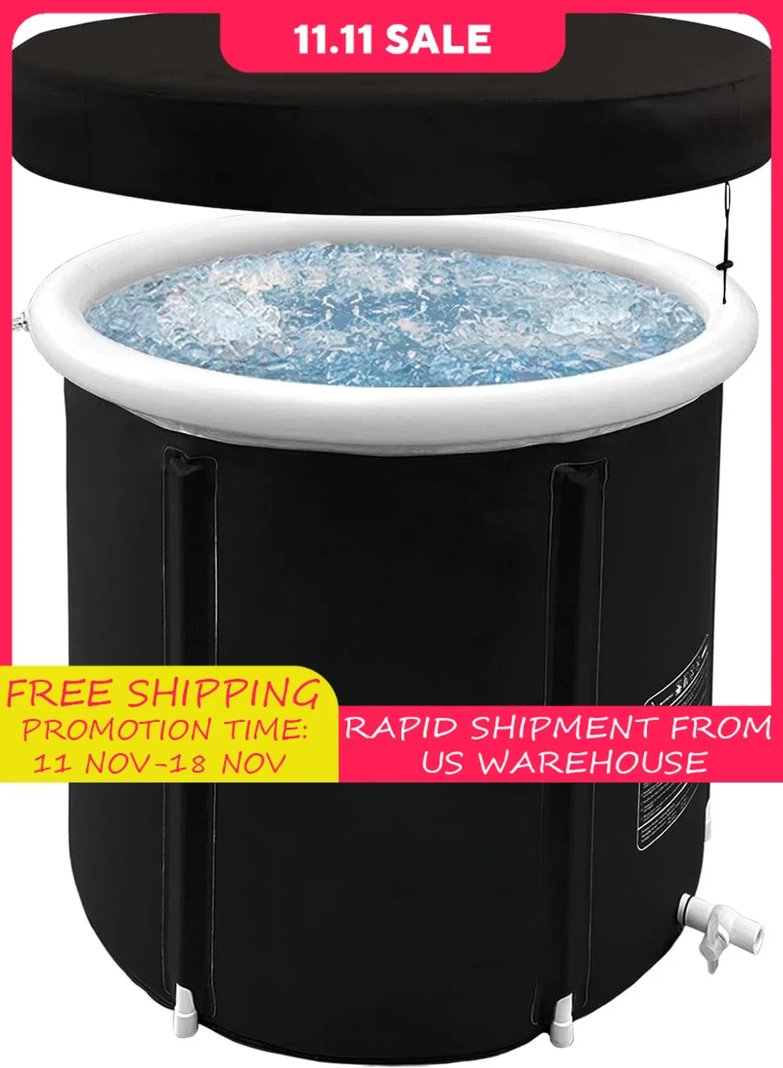 Portable Ice Bath Tub, Foldable Bathtub for Adult Inflatable Outdoor Cold Plunge Tub Freestanding Bathtub Hot Tub Spa