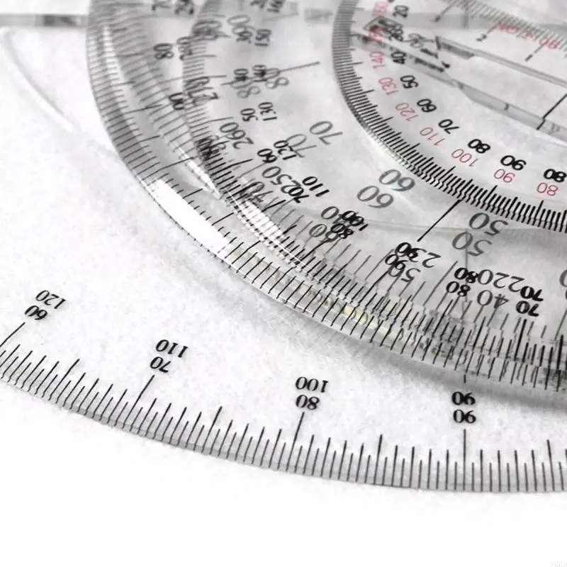 62CD Round Protractor Ruler Circle Protractor 25cm Plastic Math Measuring Tool Full Center for School
