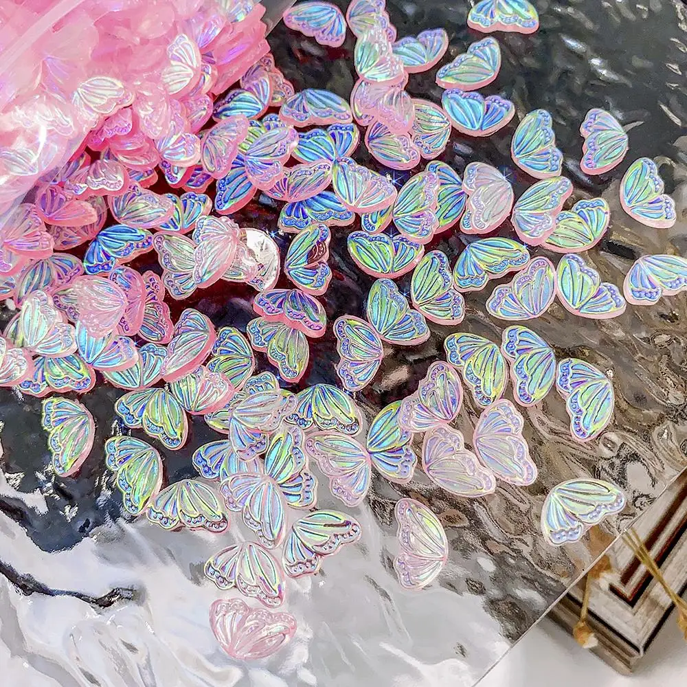 

100Pcs Holographic Angel Wings Nail Art Charms Left/Right Resin Nails Decorations Aurora Fly Wing Nail Part Manicure Accessories