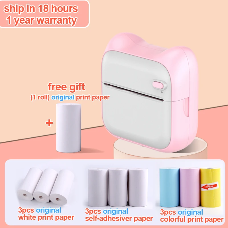 mini inkless printer Portable Thermal Printer Mini Printer Paper Photo Pocket Printer 57mm Printing Wireless BT 203dpi Android IOS Thermal Printers mini photo printer for mobile Printers