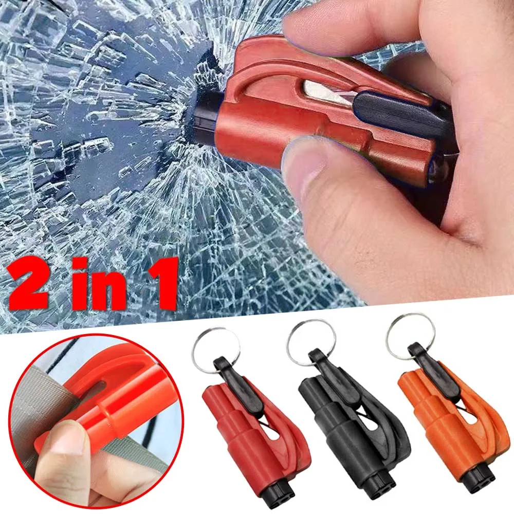 2in1CarSafetyEmergencyHammerAutoGlassWindowBreakerKeychain