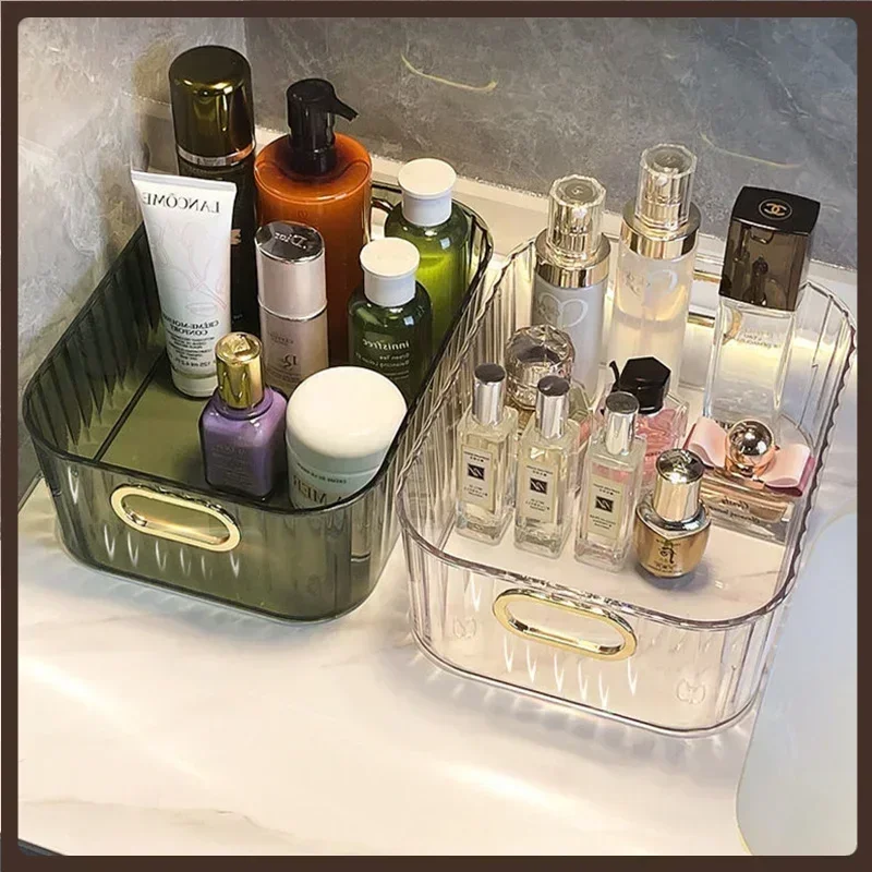 Rectangular Desktop Cosmetic Green Drawer Stackable Storage Box Acrylic Rack Sundries Snack Makeup Storage Basket Organizer 2