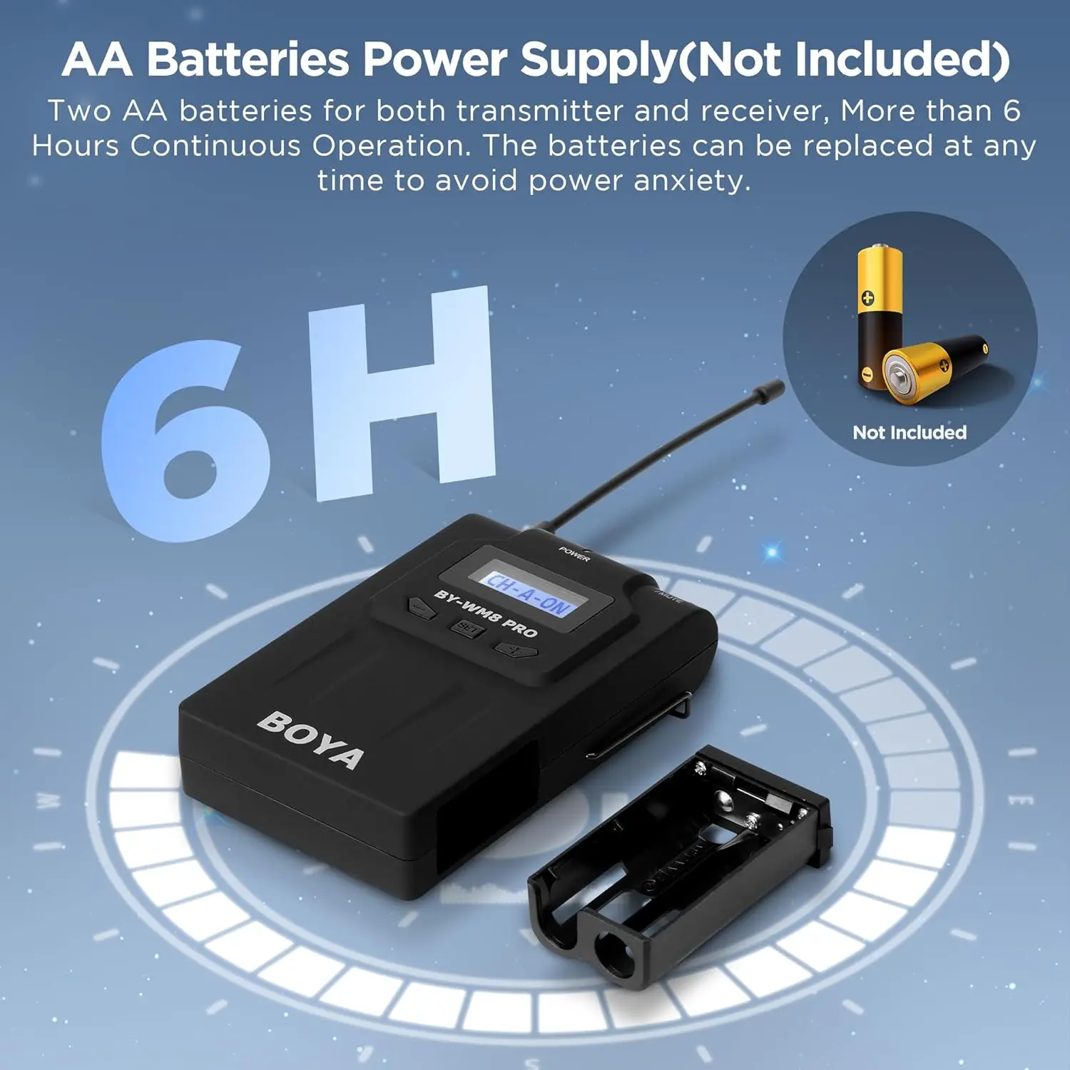 BOYA BY-WM8 프로 UHF 무선 라발리에 라펠 마이크, 아이폰 안드로이드 DSLR 카메라, PC 컴퓨터 인터뷰, 유튜브 스트리밍