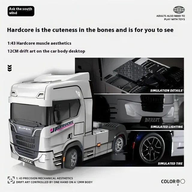 Remote Control Drifting Car Tabletop Toy Alloy Tractor Rc Truck 1/43 2.4g Rc Engineering Trailer Truck With Light And Sound Toys 6