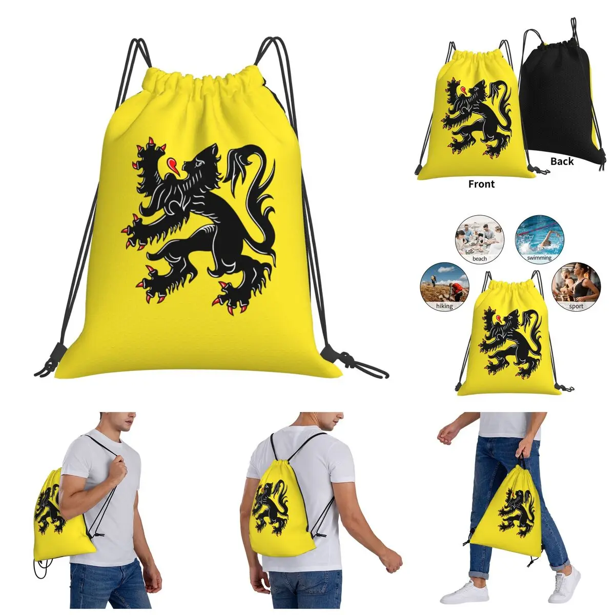 

Rucksack Flag Of Flanders Funny Sarcastic Classic Drawstring Bags Gym Bag Backpack