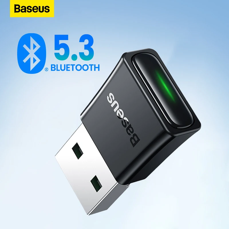  Baseus USB Bluetooth 5.3 Adapter PC USB Transmitter Receiver Dongle Wireless Adapter For Wireless Mouse Keyboard Win11/10/8.1 