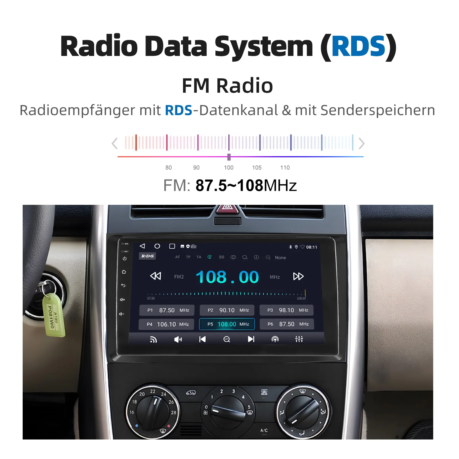 ESSGOO Autoradio Android 15 9" 4+64 GB / 2+32 GB für Mercedes-Benz A/B-Klasse W169 W245 GPS Navigation RDS WiFi Wireless CarPlay Bluetooth Auto-Radio FM Lenkradsteuerung Android Auto CANBUS Touchscreen – Detail 4