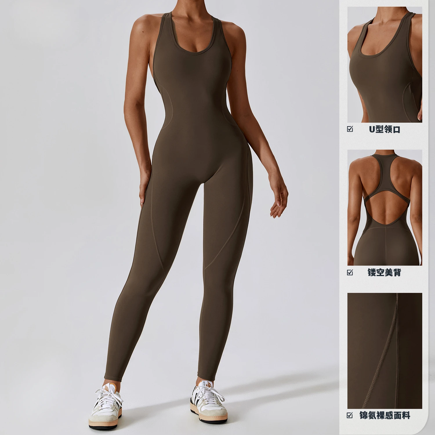 Tight fitting, hollow, and beautiful back yoga suit for women, high elasticity integrated body yoga suit for women
