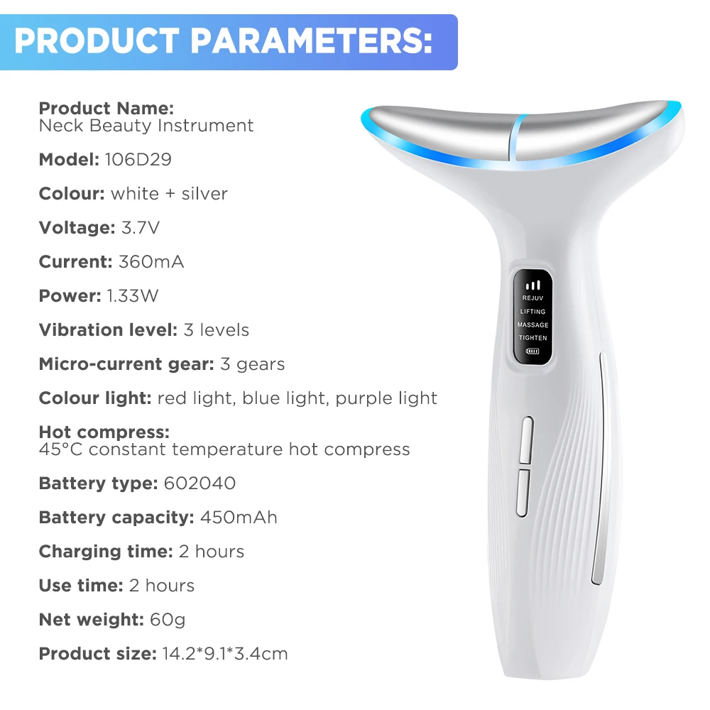 Facial Massager Device with Light Therapy for Skin Tightening