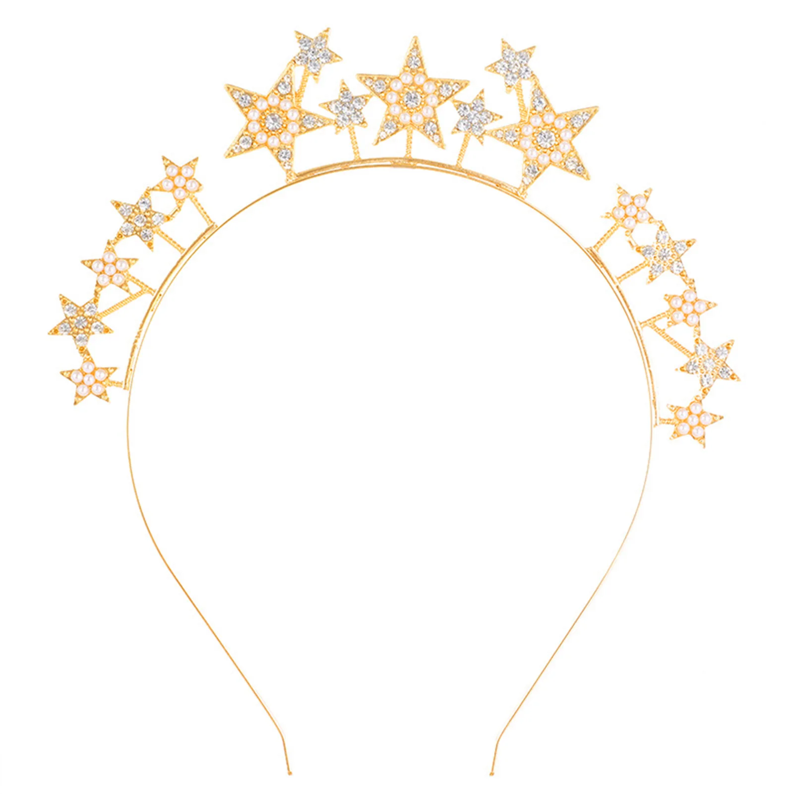 Handmade Rhinestone Star Alloy Headdress Handmade Hairband with Alloy Star for Banquet Wedding Dresses Skirts