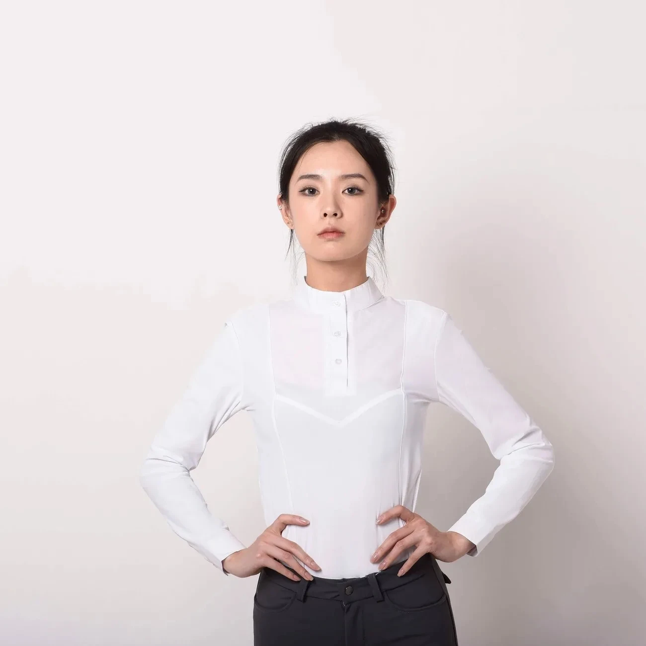 Women's Equestrian Long Sleeve Riding Top Show Shirt Patchwork Design Sleeve Riding T-Shirts Competition Equestrian Polo Shirts 5