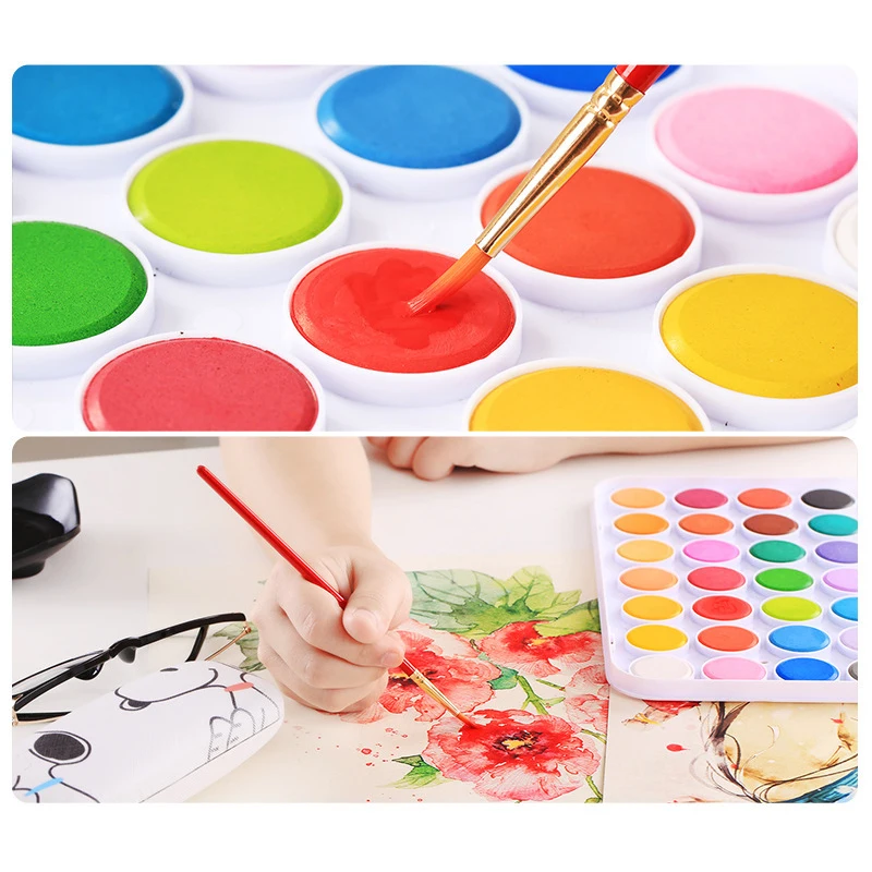 Gouache Paint Portable Solid Watercolor Accessories Powder Pigment Art Supplies 12/16/24/28/36/48 Color Set