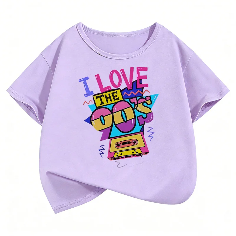Retro I Love The 90s Funny Kids' Short Sleeve T-Shirt - Casual Summer/Spring Top