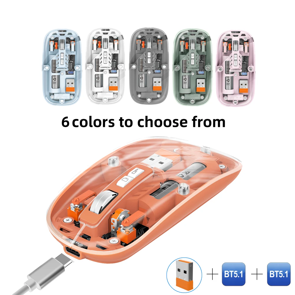 M233 Transparent Magnetic Mouse Triple Mode 2.4G Bluetooth  