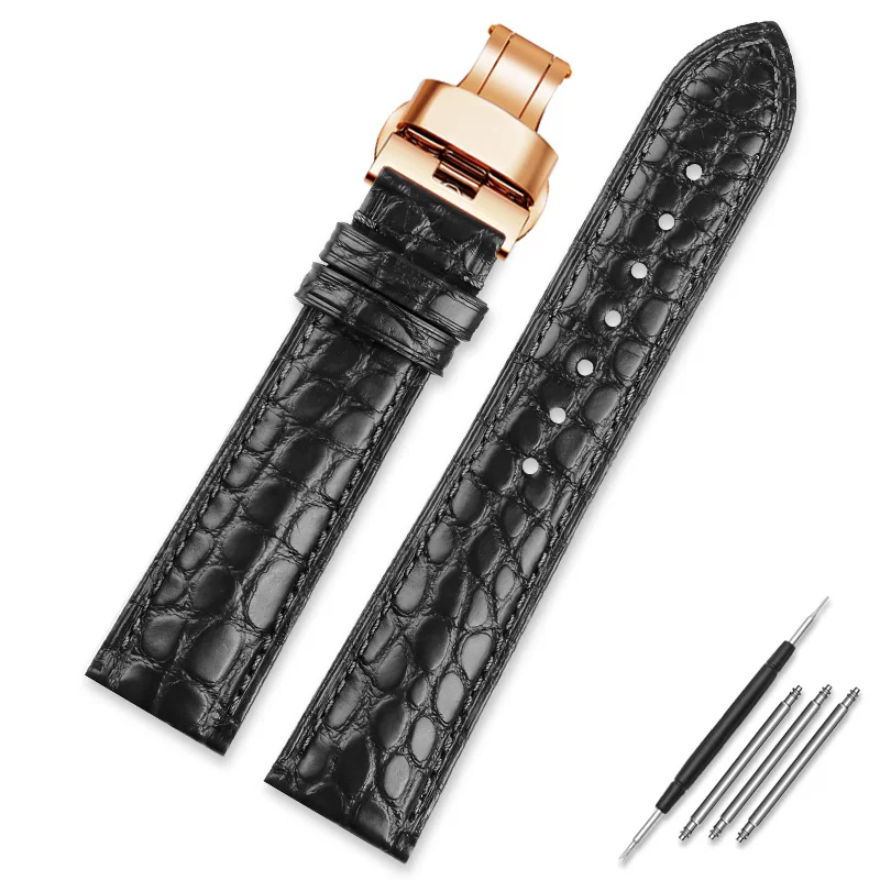 thumbnail image 1 of Correa de piel de cocodrilo para reloj Longines Master Omega con cierre de mariposa para hombre y mujer, 12, 14, 16, 18, 20, 22 y 24 mm, 1 of 5