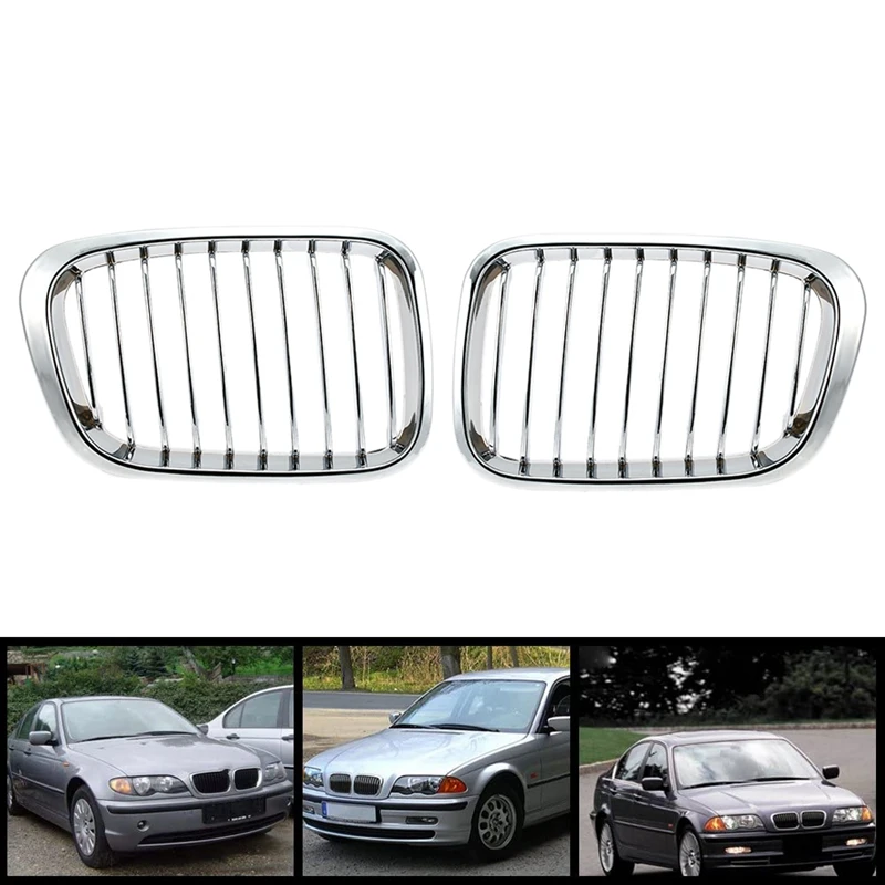 

2 Хром Передняя решетка радиатора для BMW 1998-2001 E46 320I 323I 325I 328I 330I 4-дверный седан