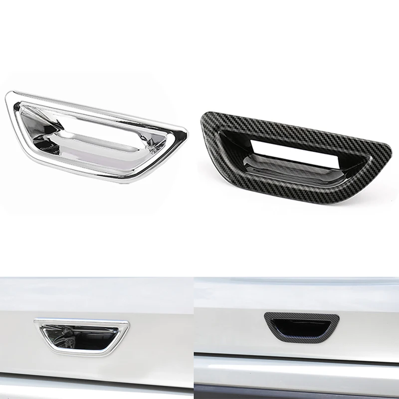1 Pcs Car Rear Trunk Tail Door Bowl Cover Trim Chrome/Carbon Fiber