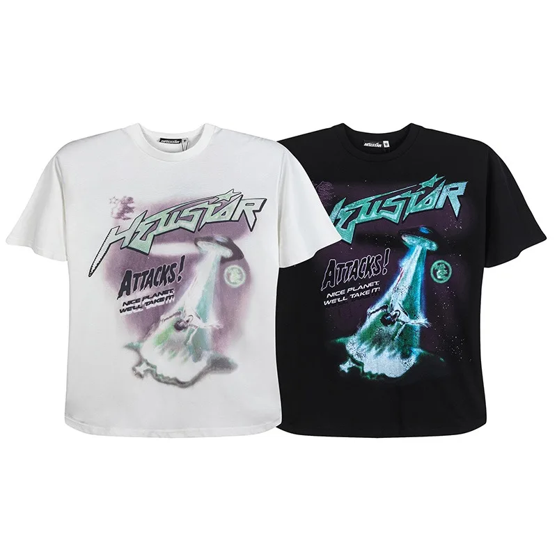 

2024 New Fashion Versatile Hellstar Alien Logo Men's and Women's Pure Cotton Casual Short sleeved T-shirt