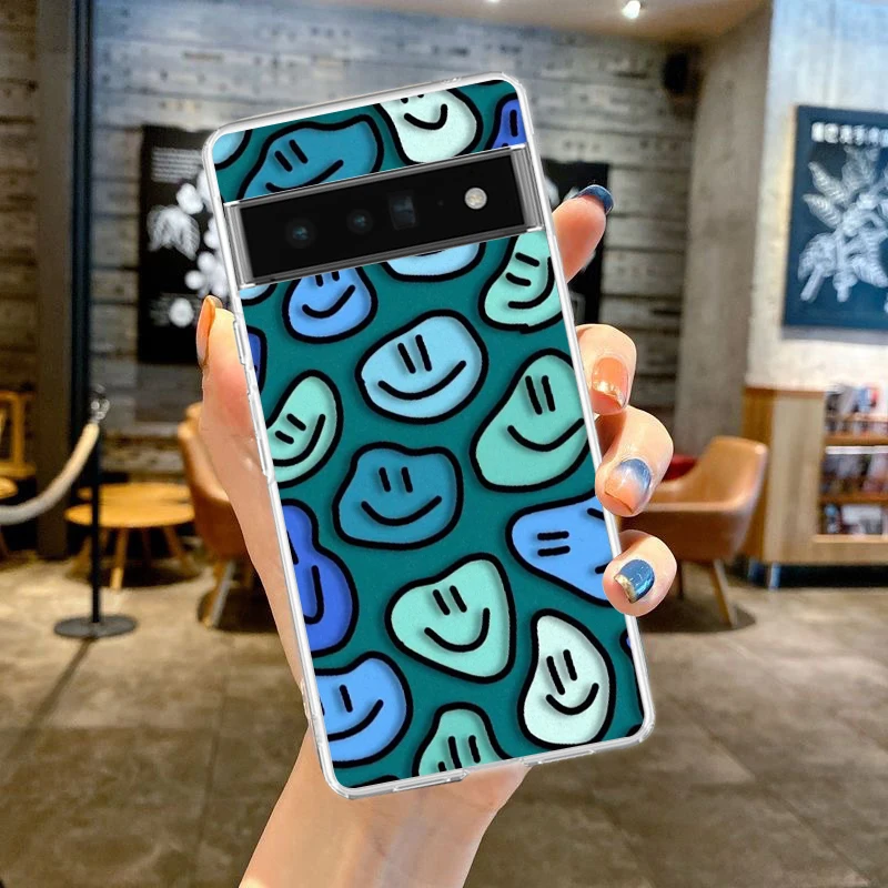 Fashion Simple Smile Face Couple Phone Case Cover - Transparent TPU Shell