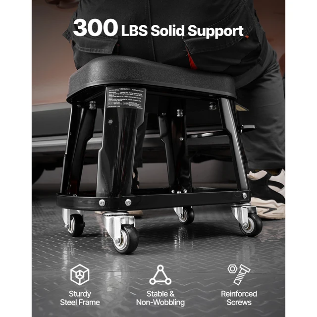 17910-a22d74.jpg SucceBuy Mechanic Stool 300lbs Garage Seat with Wheels 360° Swivel Rolling Workshop Stool with Tool Tray for Garage, Shop Repair
