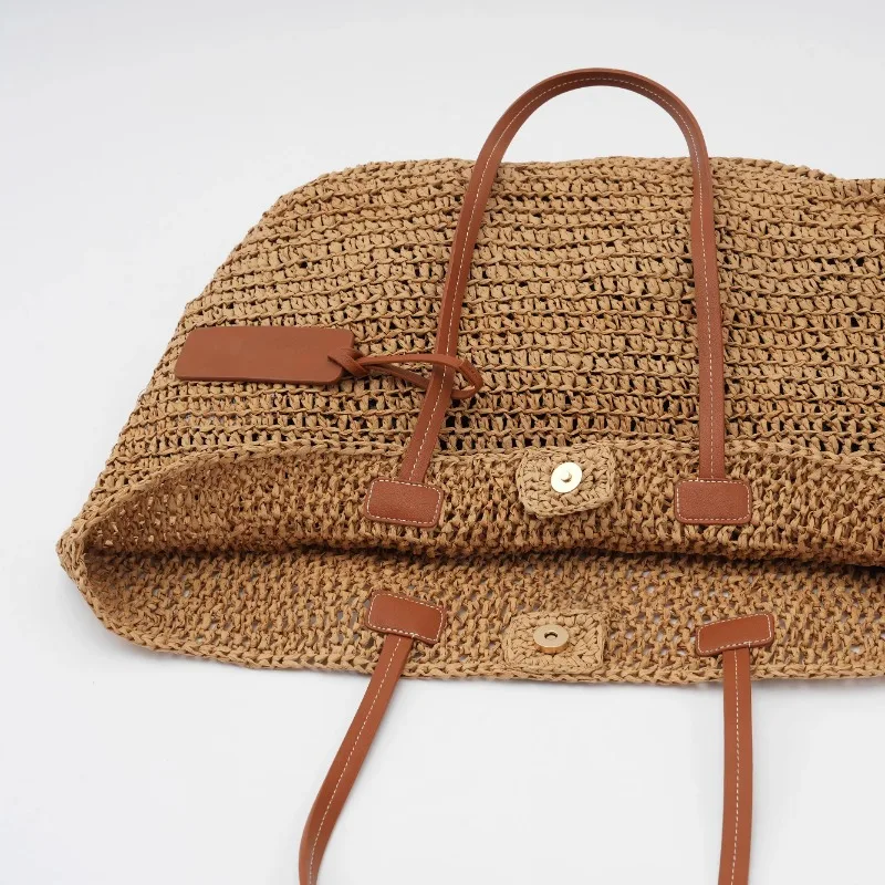 Women Straw Woven Handbag Summer Beach Casual Tote Bag Large Capacity Tote Clutch Bags Fashion Ladies Shoulder Bag for Vacation