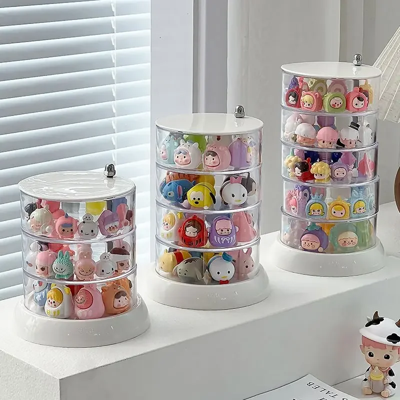 

Multi-Layers Cute Storage Box Dust-proof Acrylic Blind Box Display for Molly Organizer Stand Display Case Transparent Rotating