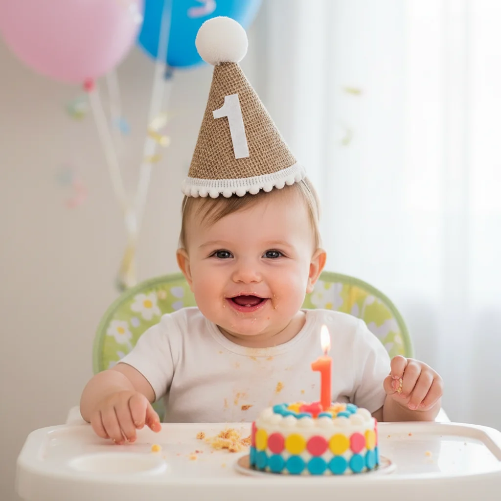 Felt 1st Birthday Crown Headband for Baby - Prince or Princess Celebration Prop