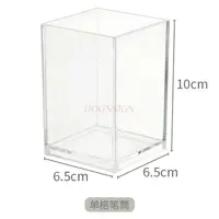 1pcs Pen holder storage box, simple style, multifunctional stationery, transparent acrylic desktop bucket 2