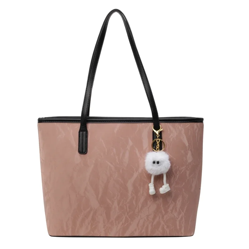 thumbnail image 1 of Bolsos de mano informales de PU con cremallera interior, sólidos, 2024, ligeros, de lujo, con hilo de coser, versátiles, de gran capacidad, para jóvenes, para mujeres, 1 of 5