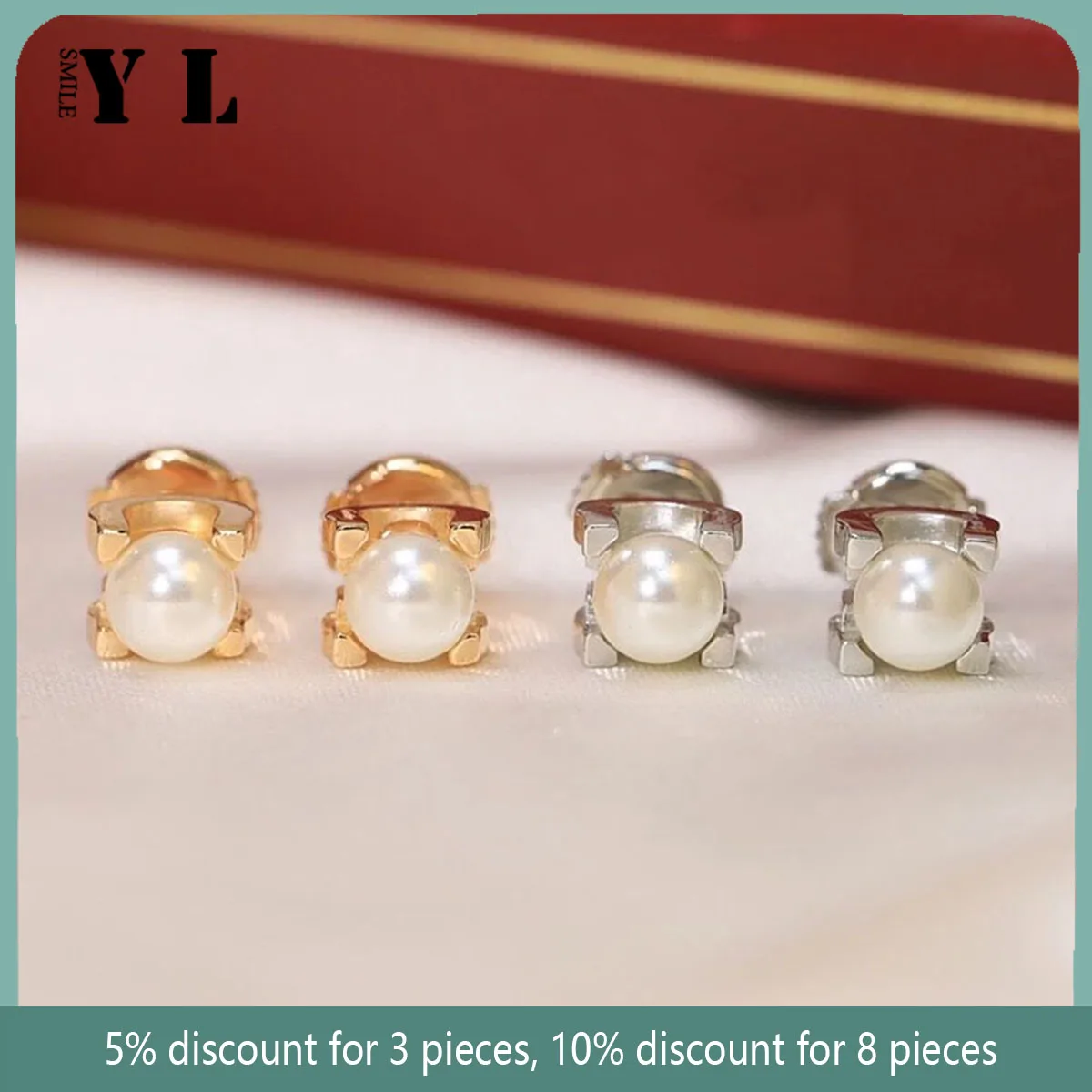 

Classic brand 925 Sterling Silver Four Claw Pearl earrings Women's fashion temperament simple luxury jewelry party gift