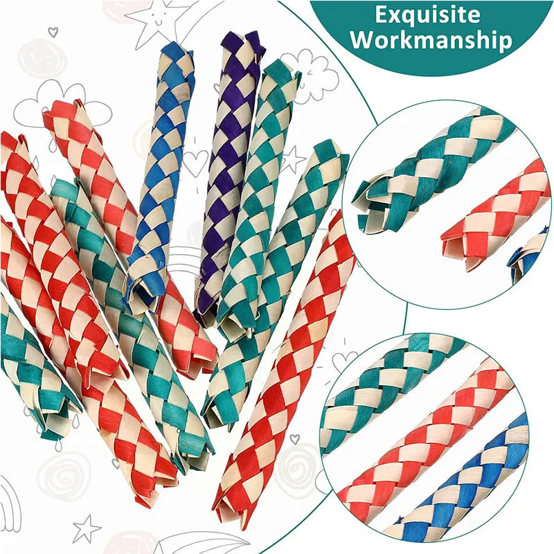 6-12-24 Pieces Funny Finger Traps Creative Magic Tricks Jokes Natural Chinese Bamboo Finger Traps Fingertip Toys For Children