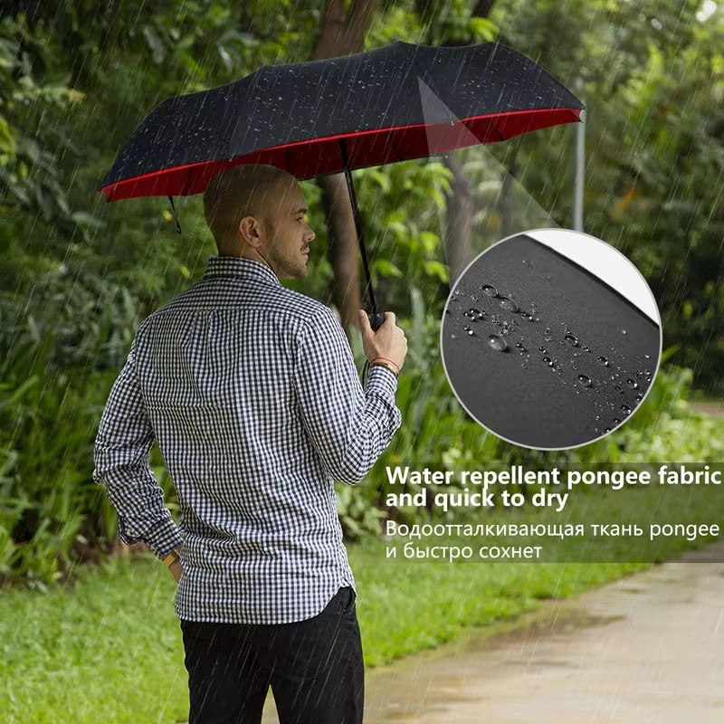Reinforced 10-Bone Umbrella Men's Business Strong Durable Wind-resistant Umbrella Anti-UV Sunscreen Women Sunny Protect