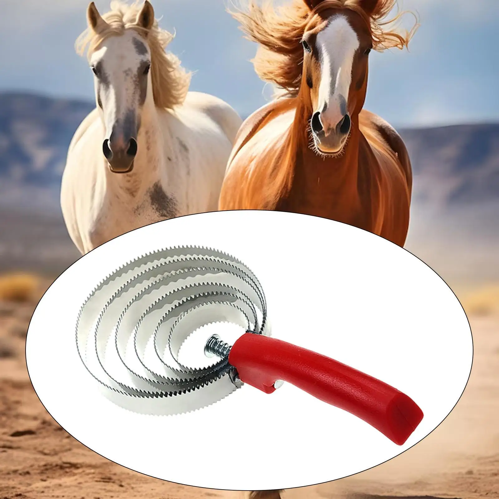 Metal Curry Comb with Handle Horse Shedder Sweat Scraper for Horse Pet Cow
