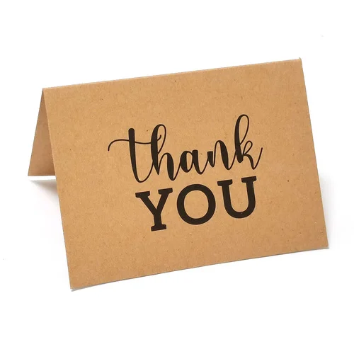 10Pcs pack Kraft Paper Thank You Card Large 4x6'' Business Note