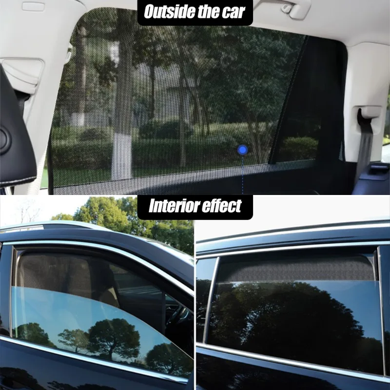 Car Side Window Sun Shade Covers Magnetic Blackout Curtains for Baby with UV Rays Protection Breathable Mesh Screen Shade
