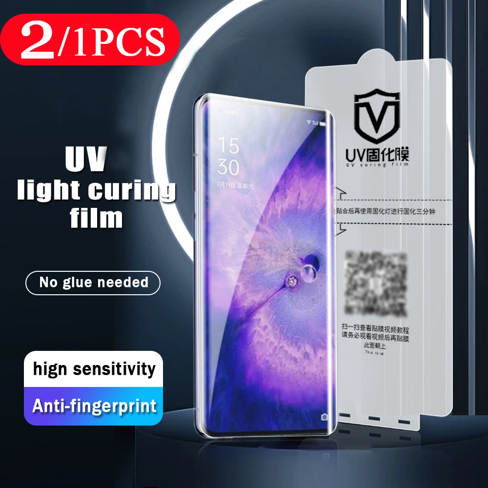 

2/1Pcs 9D screen protector For OPPO reno 9 pro plus Find X3 X5 X2 A1 6 5 4 3 pro UV light curing film Not Glass protective film