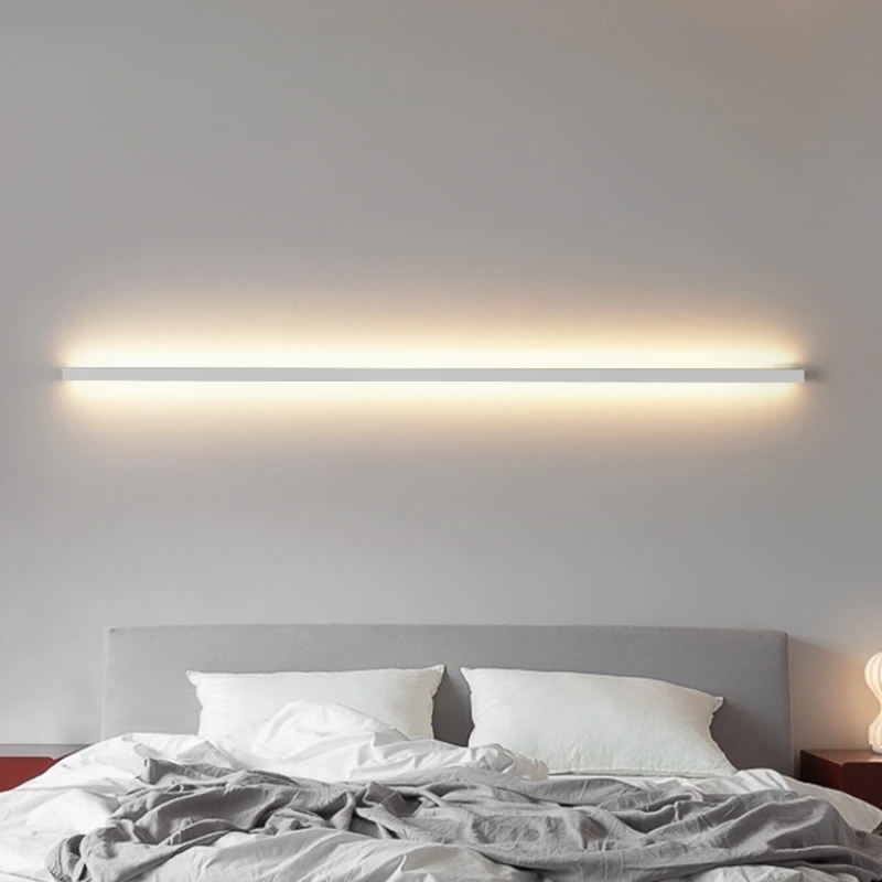 LED Wall Lamp 60/80/100/120cm Dimming Switch Bedroom Bedside Sconces Black Gold White Metal Parlor Aisle Bathroom Lamp