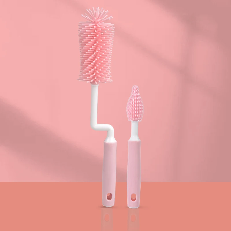 Silicone bottle Brush Cleaning set Baby straw pacifier Brush 360 degree upright long handle rotary