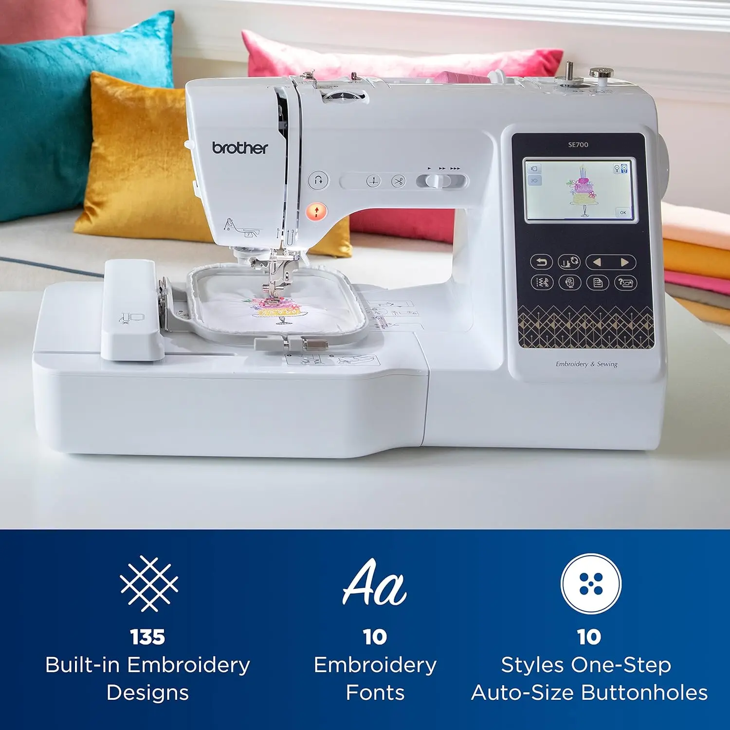 Wireless Sewing and Embroidery Machine with Built-in Designs